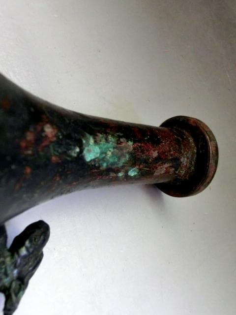 水注■古銅製 中国 龍 水差し 竜後手 お茶道具 古玩 唐物 時代物 骨董品■