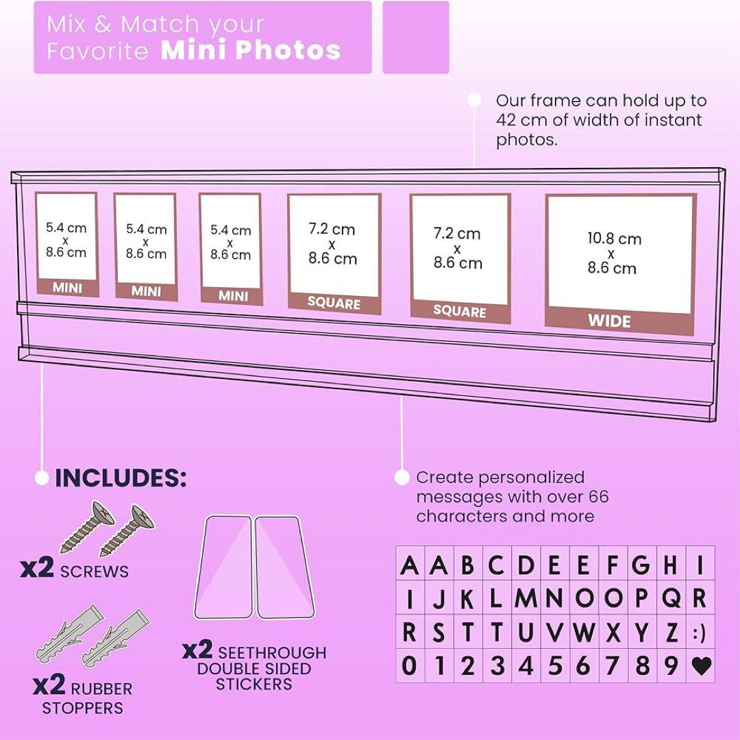 ★ウォールフレーム 3.4インチ15.7インチ アクリルフォトフレーム