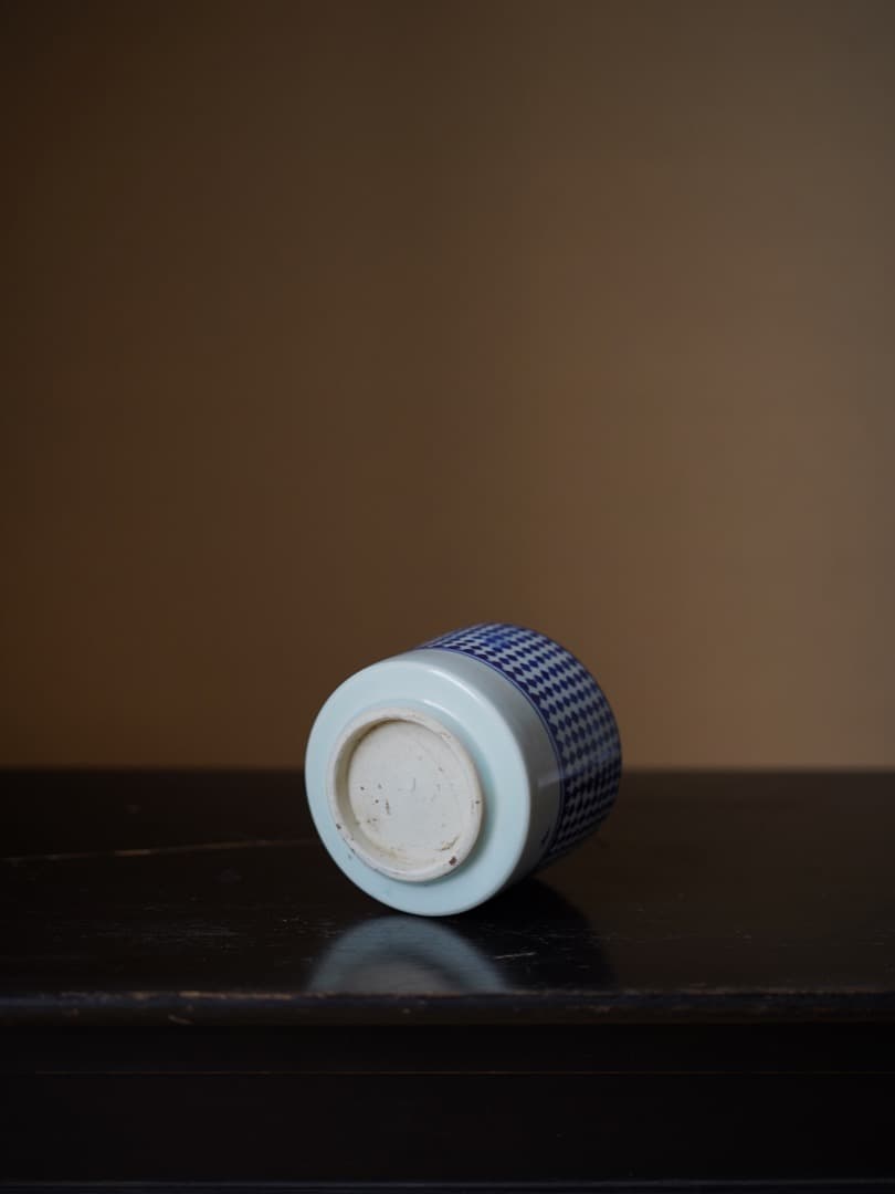 印判手市松文香炉 江戸幕末-明治頃 / 茶道具 火入 花器 花入れ 勝見充男