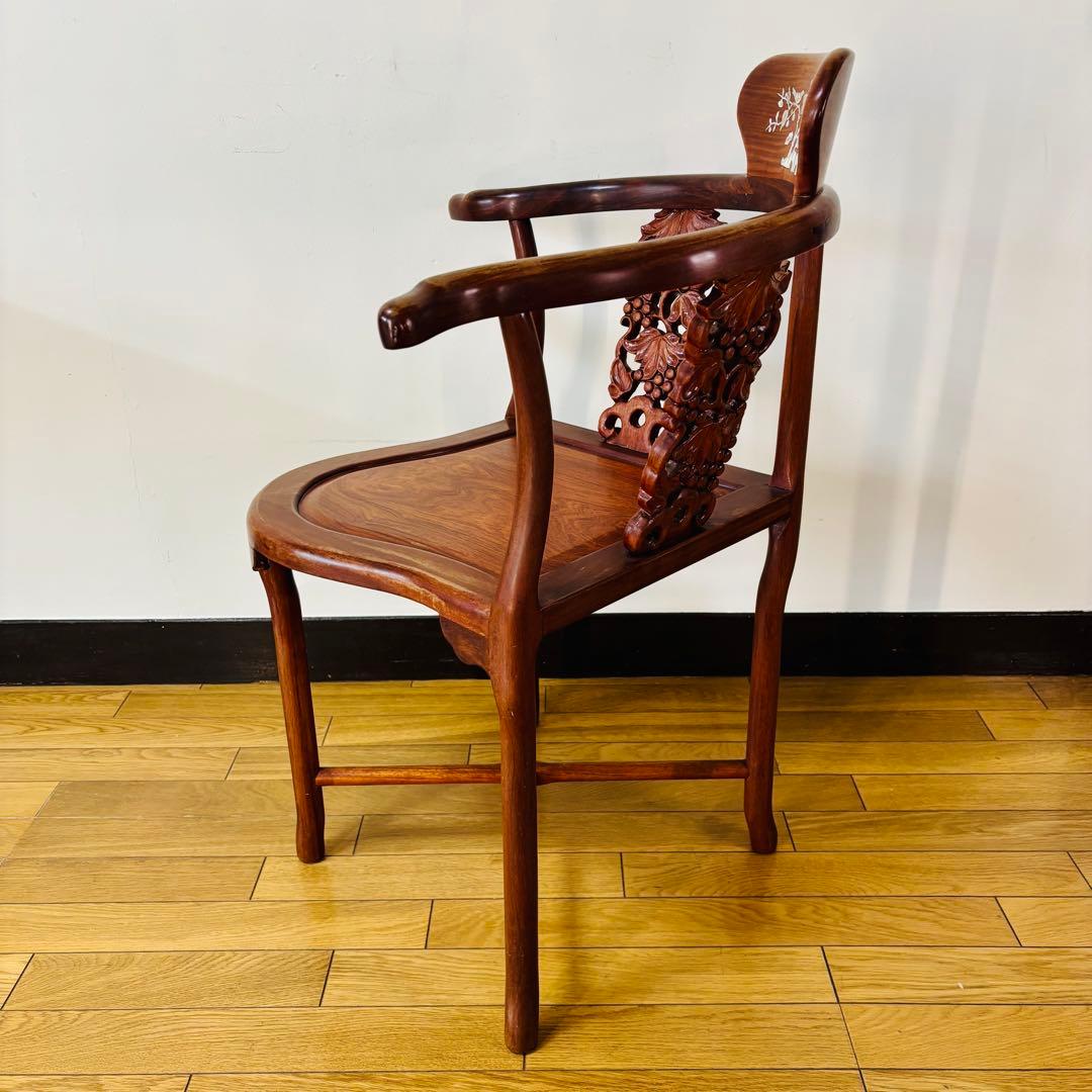 螺鈿細工 唐木家具 椅子 ア ームチェア 中国椅子　送料込み