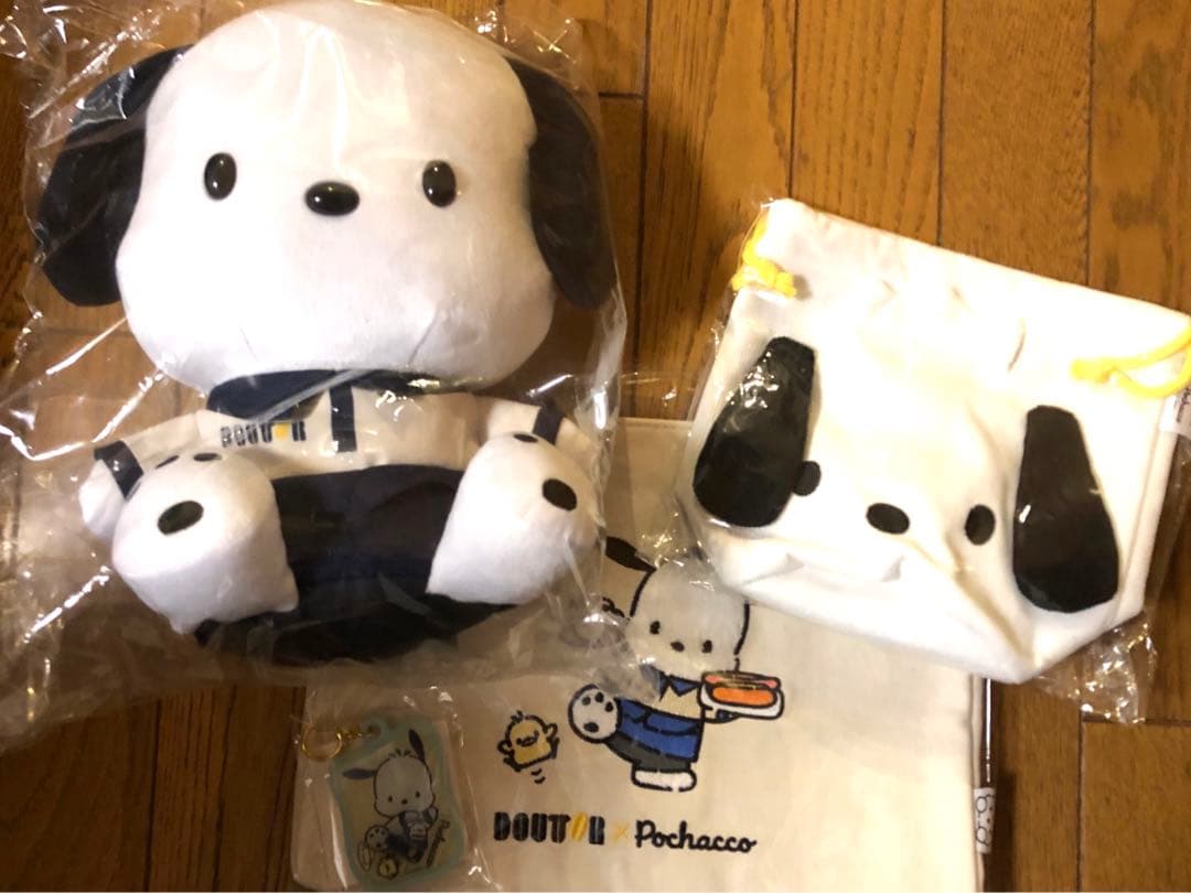 ポチャッコ　ドトール福袋 ぬいぐるみ　巾着　バッグ　キーホルダー　4点セット