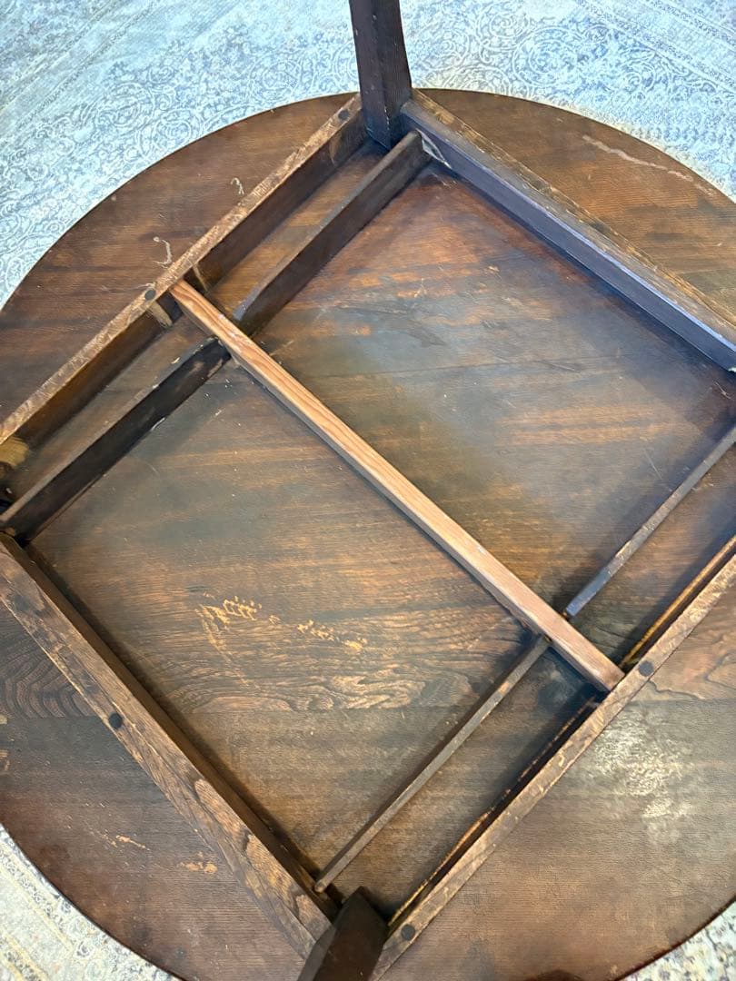 昭和アンティーク　木製ちゃぶ台　丸テーブル　折りたたみ　レトロ