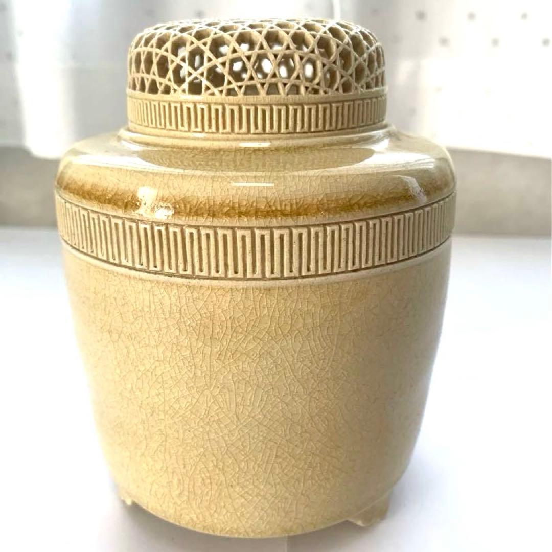 薩摩焼　透かし香炉　在銘　永田作　送料込み