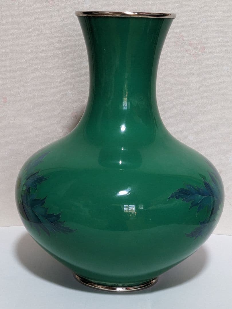 ♦尾張七宝焼 田村七宝 3代田村幸夫造 花文様花瓶 日本工芸会会員 美術品 置物