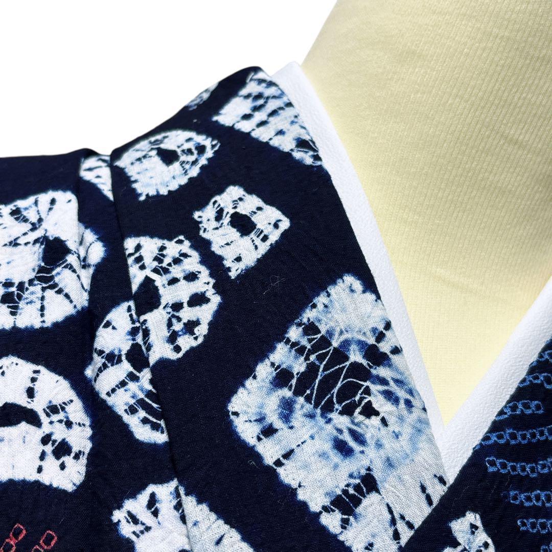 A61 有松鳴海絞り 高級浴衣 花　綿　美品