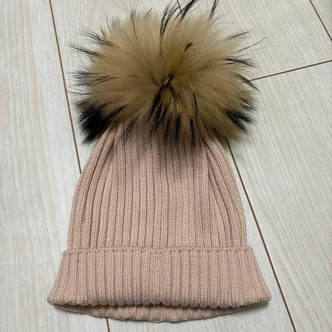 モンクレール ニット帽 ピンク 帽子　ビーニー　サイズ:M