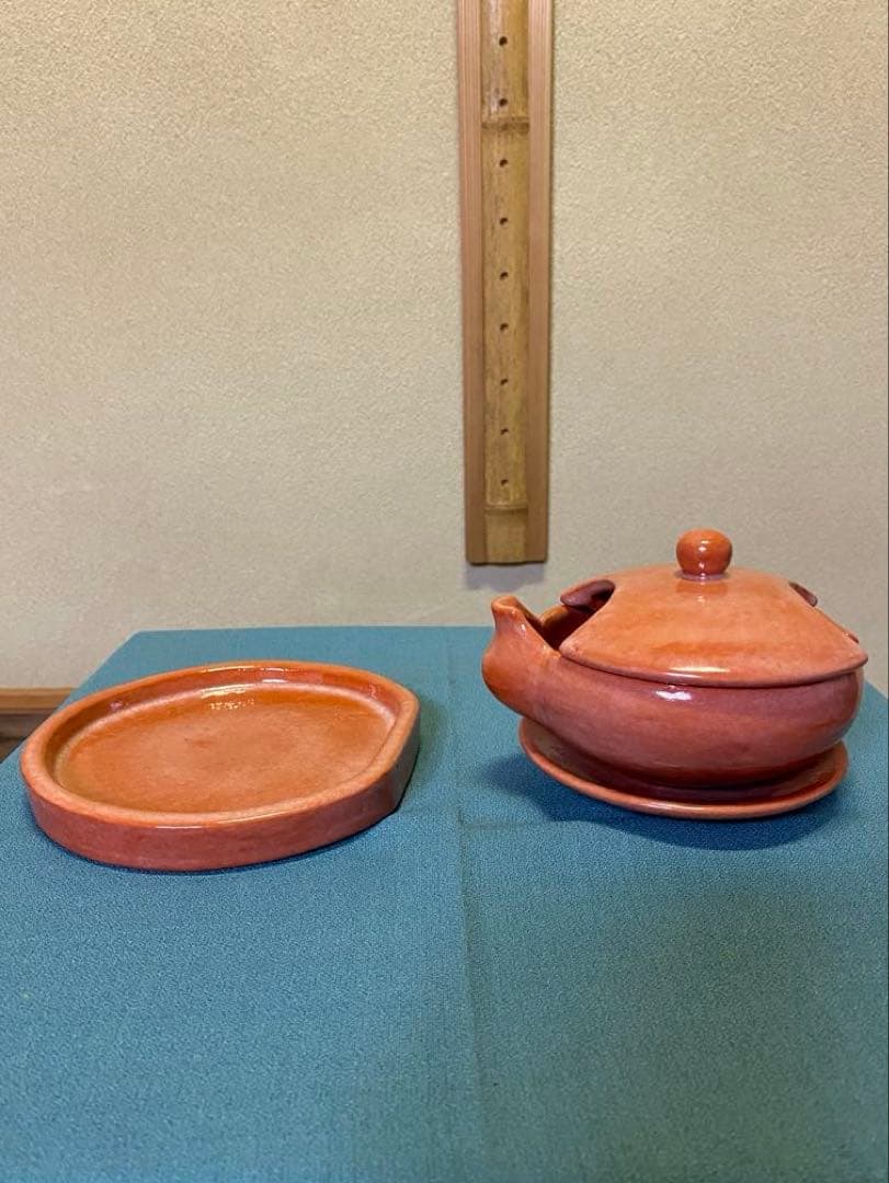 茶道具/夜咄道具 雀瓦 赤楽 利休形 松楽窯