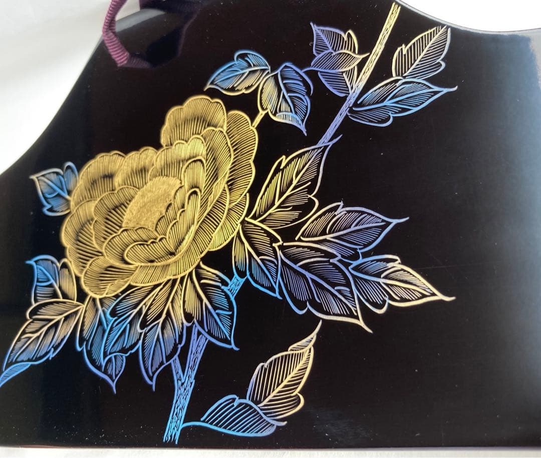 川連漆器　衣紋掛け　着物ハンガー　黒　うるし塗装　天然木　約80㎝