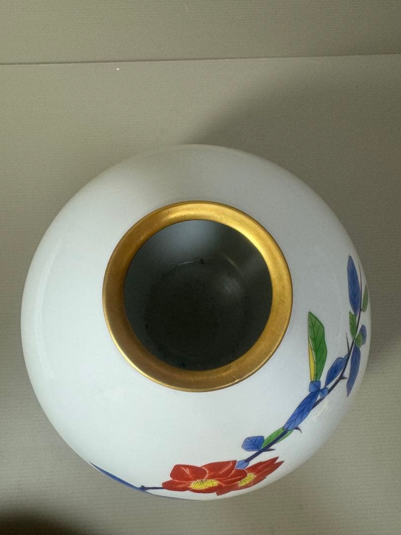 2152 香蘭社　木瓜の花　花瓶　金彩