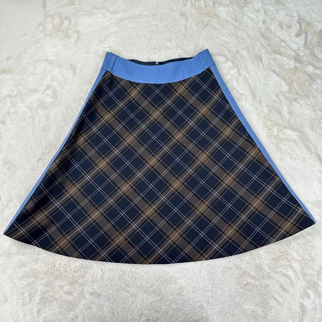 ✨美品✨miumiu チェック柄 Aラインスカート ウールモヘア混 上質 M