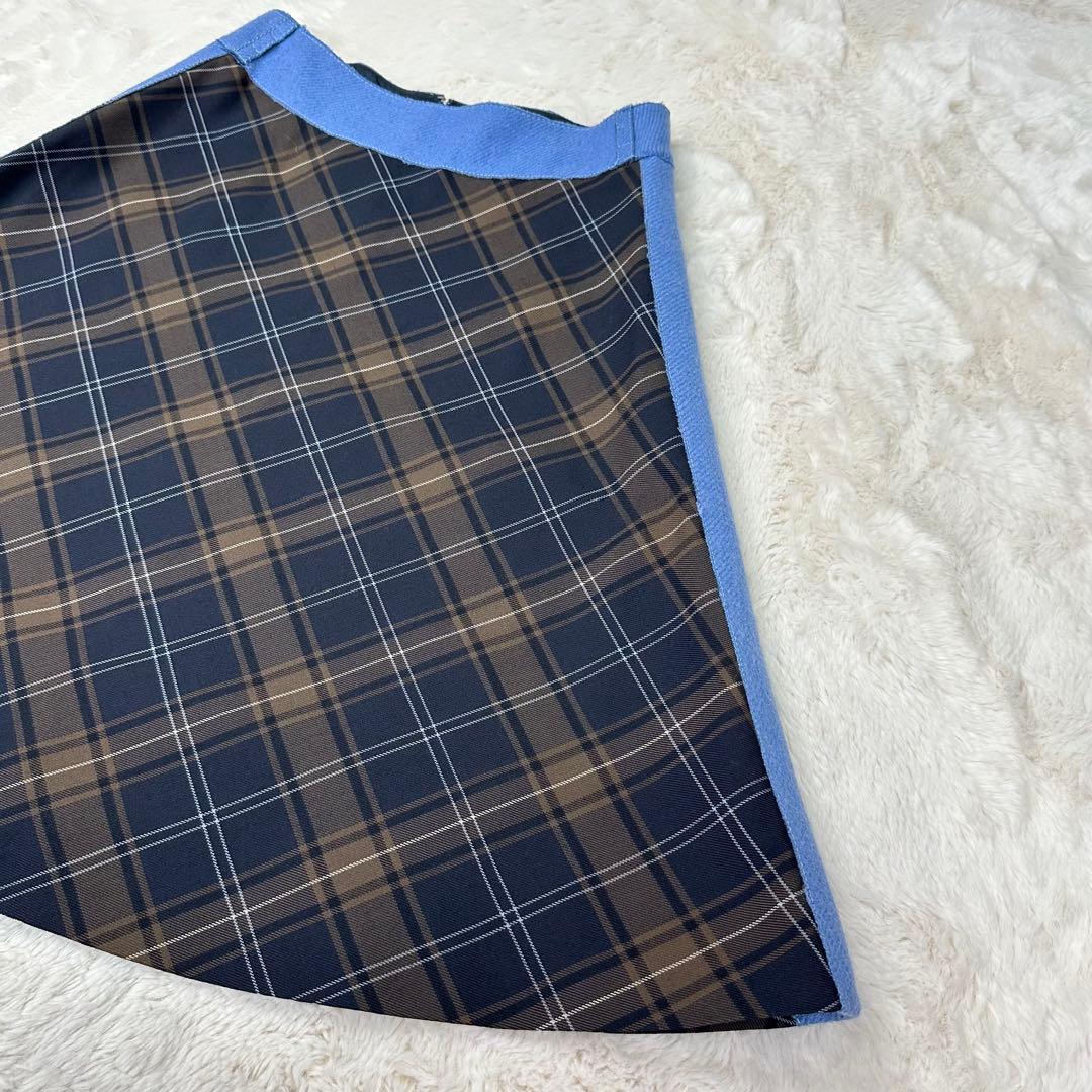 ✨美品✨miumiu チェック柄 Aラインスカート ウールモヘア混 上質 M