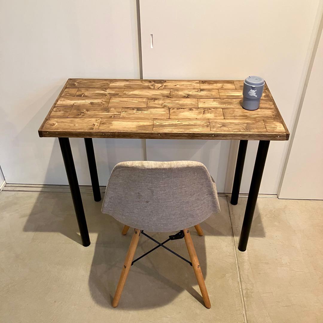 モザイク柄の無垢材テーブル【ハンドメイド家具】