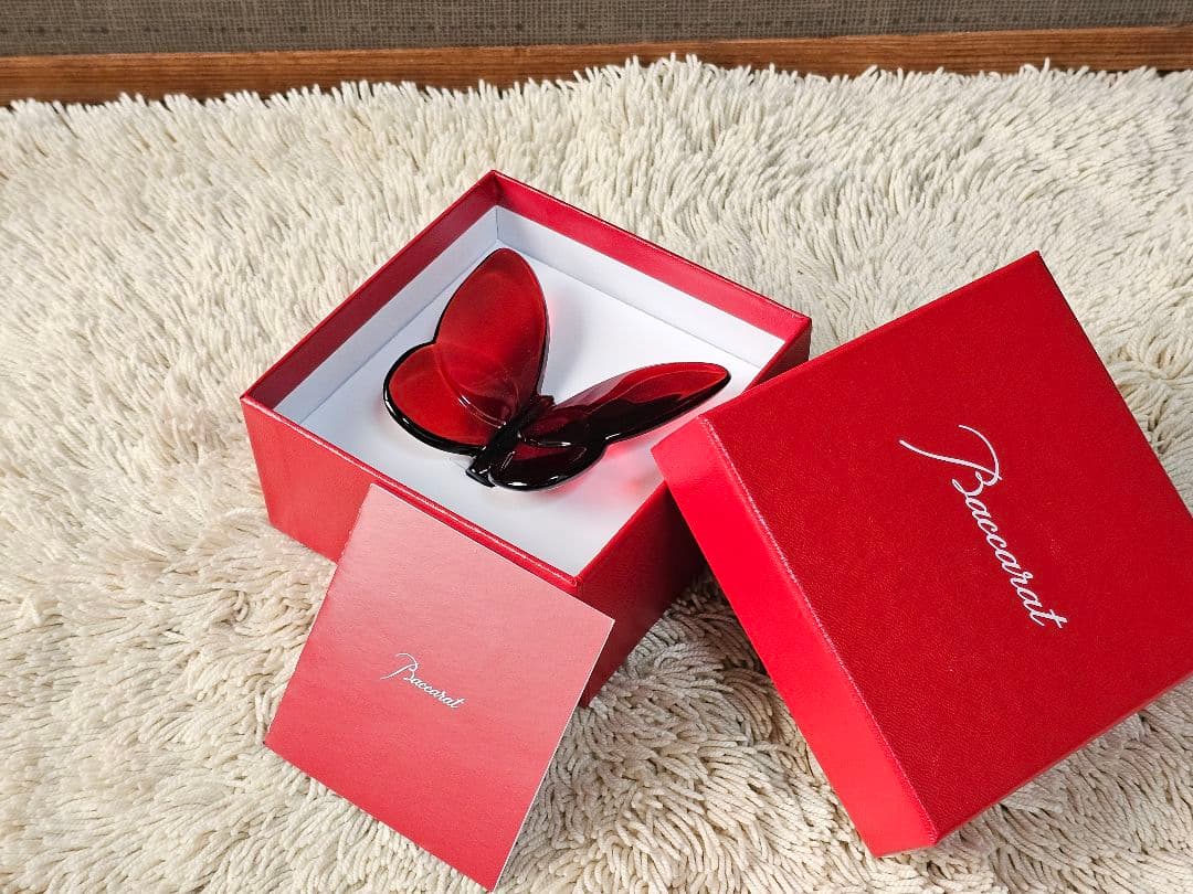 新品 Baccarat クリスタル ラッキーバタフライ RubyRed パピヨン