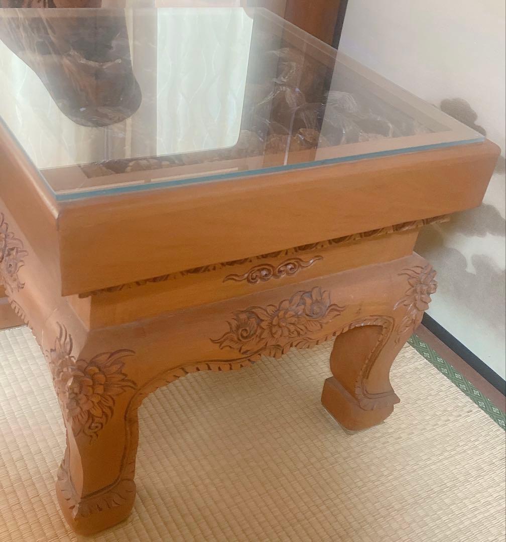 応接セット　アジアンスタイル 木製　象の彫刻