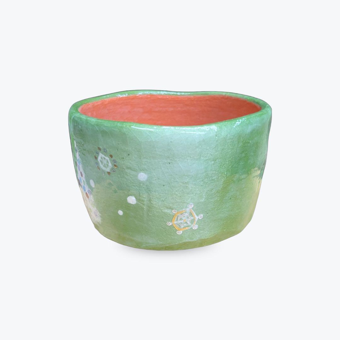楽焼茶碗　「雪のクリスマス」 抹茶碗　茶道具　手描き