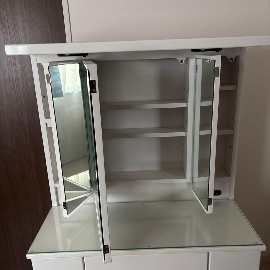 ホワイト ドレッサー・鏡台 スツール付き