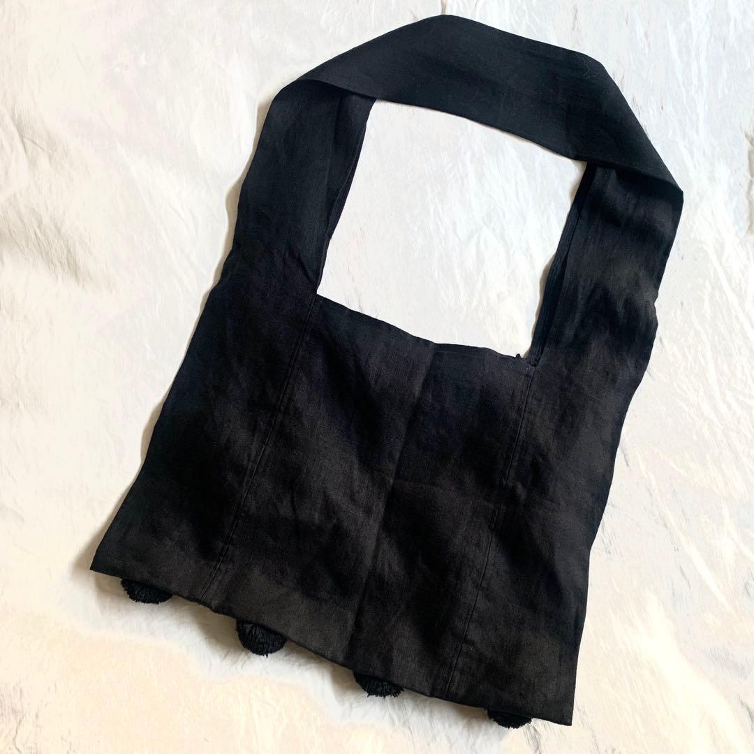 堀川波さん　BonBonバッグ　ボンボン　ブラック　リネン　ショルダーバック