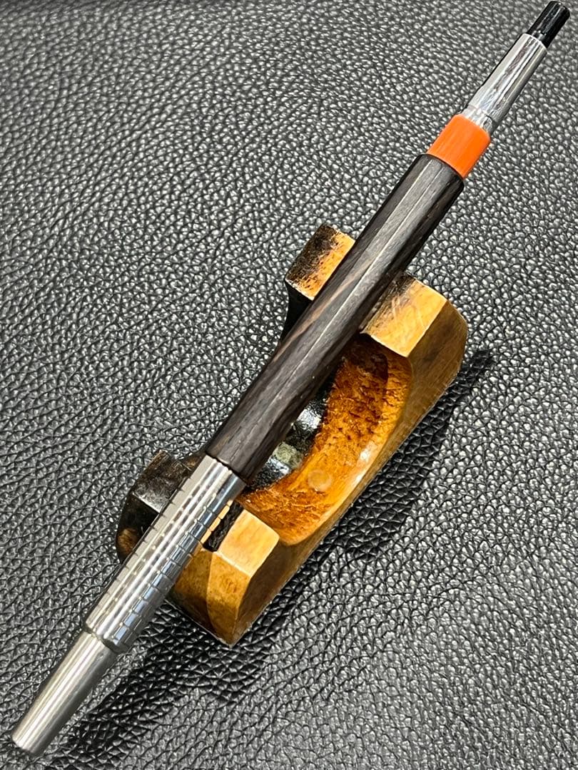 海　pmg用木軸　黒檀12角軸　ステンレスグリップ+2