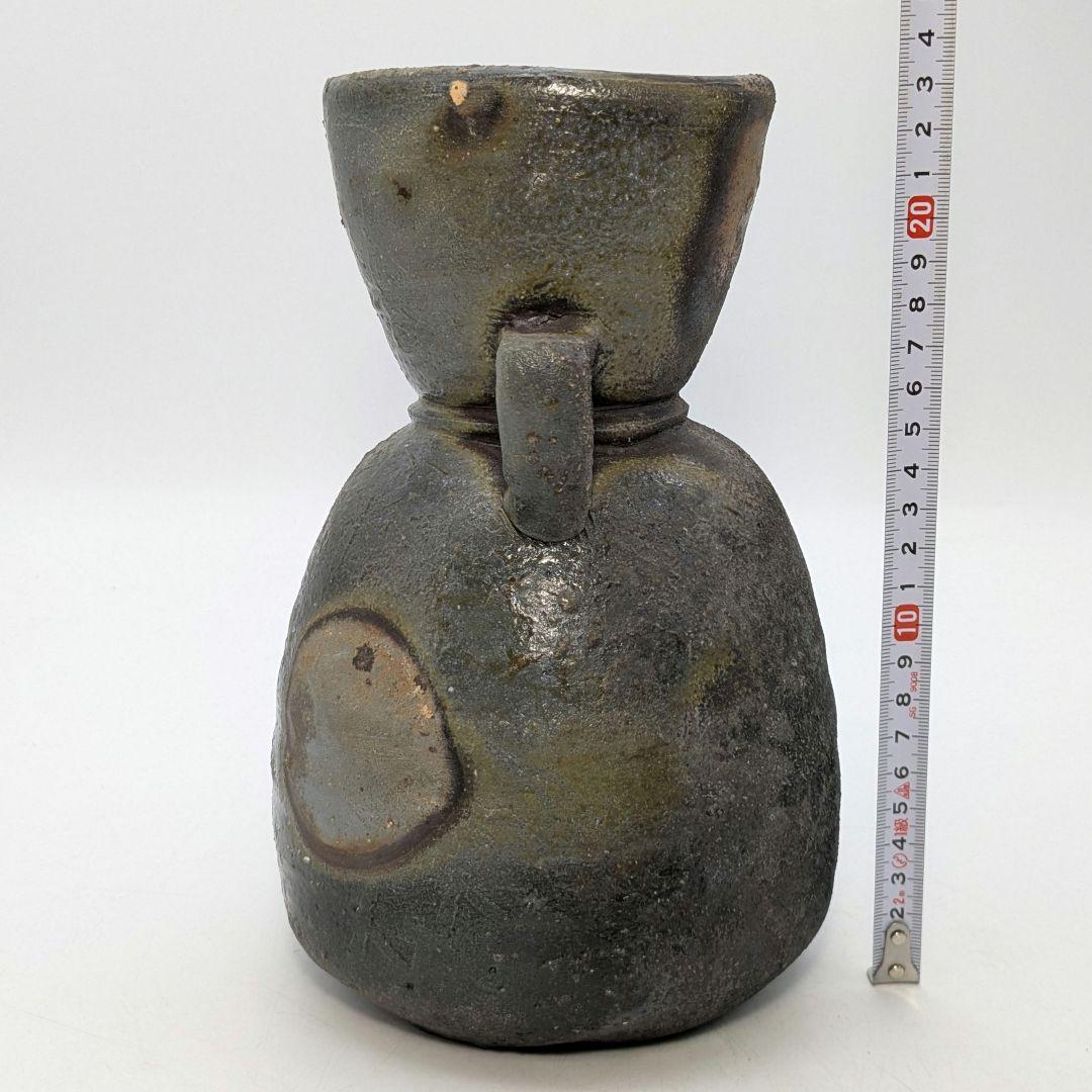 末石泰節 備前焼 窯変耳付花入 合箱合布栞 花器 フラワーベース 花瓶 置物