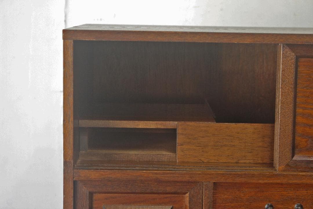 レトロ 小振り 引き出し 茶箪笥 抽斗 5杯 隠し収納 からくり箪笥 鍵付き