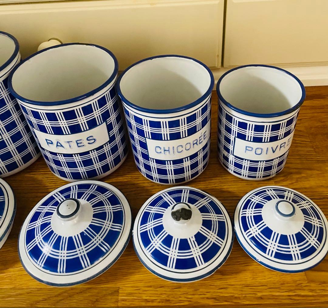 フランス アンティーク BB社 ホーローキャニスター 5個セット