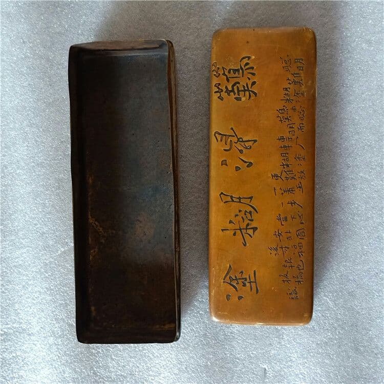 古玩芸品古皮殻真鍮墨箱珍しく墨箱文房書道用品をぼけます