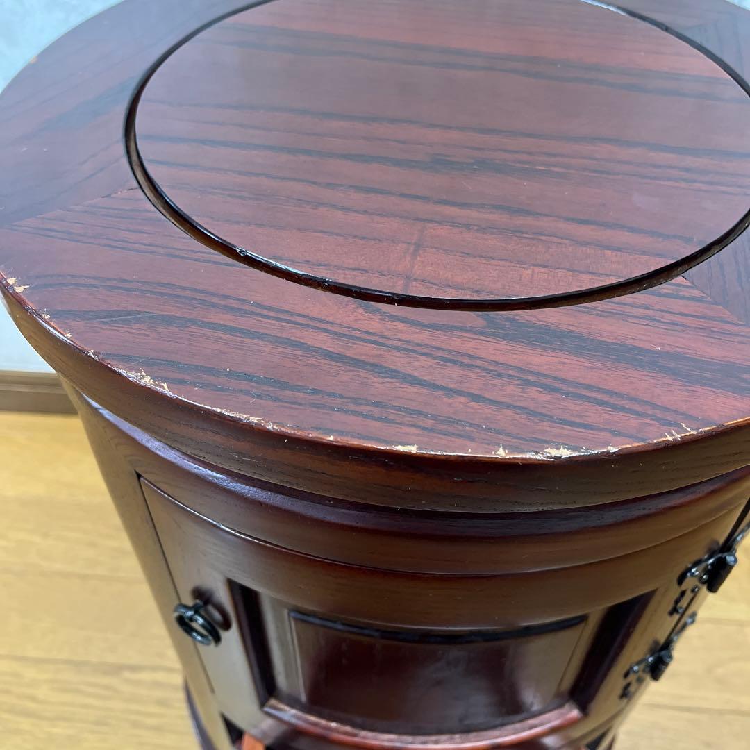 木製 丸型　箪笥　スツール アンティーク 花台 盆栽台 椅子 スツール