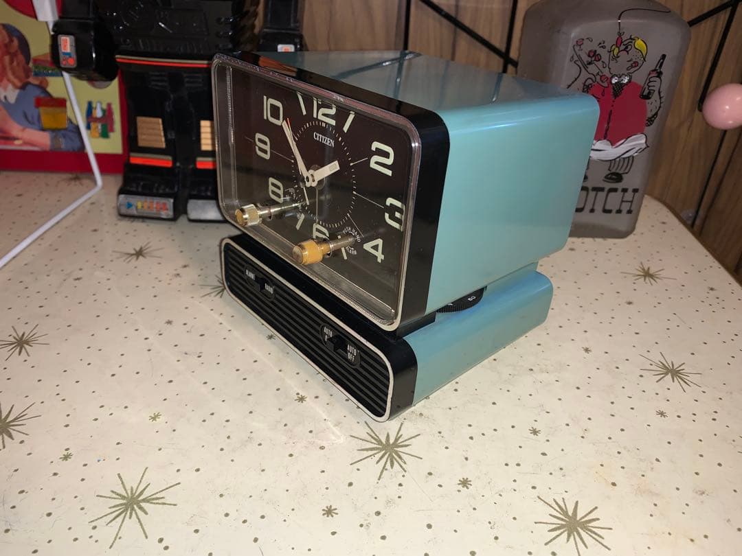昭和レトロ　ビンテージ　動作品　シチズン ラジオ付　目覚し時計　スペースエイジ