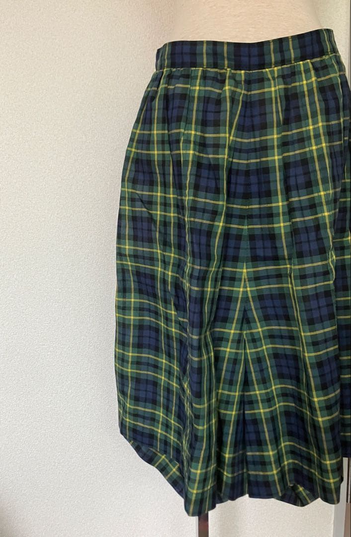 トリコ コムデギャルソン チェック柄サルエルパンツ グリーン