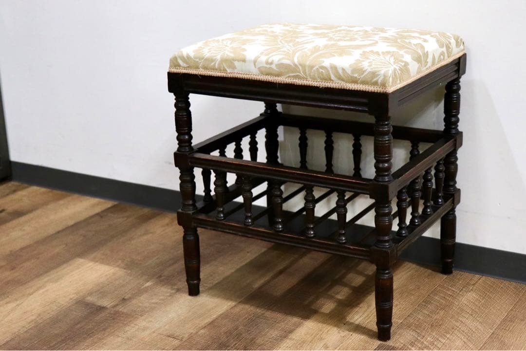GMHO144○西洋 アンティーク 英国 スツール オットマン ファブリック