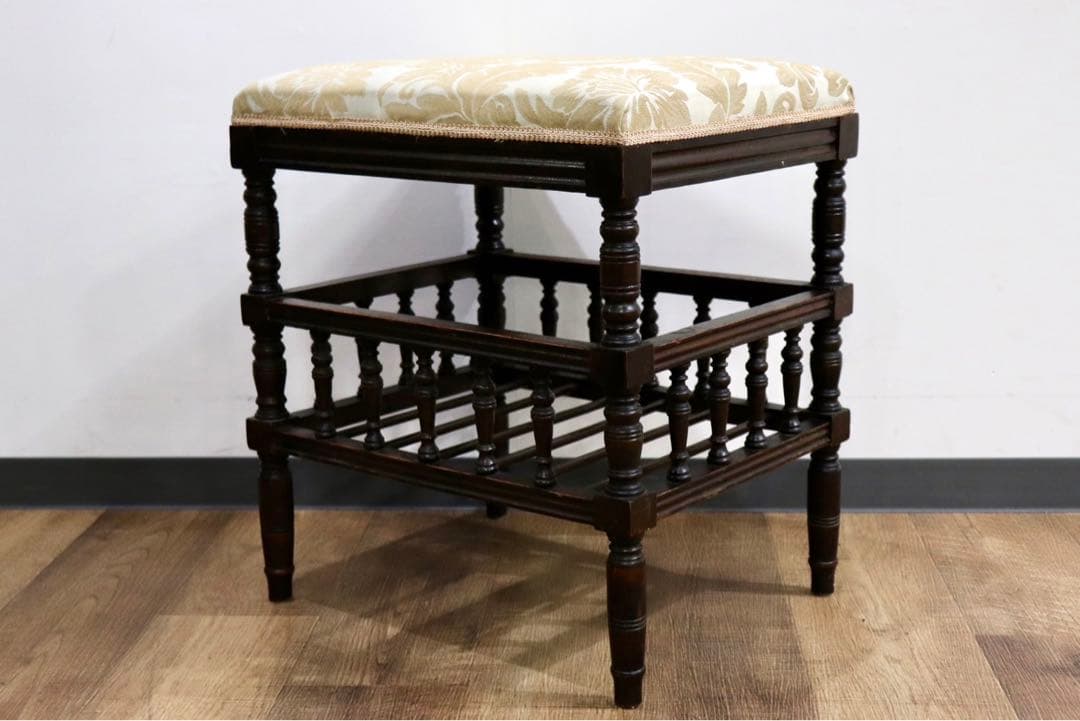 GMHO144○西洋 アンティーク 英国 スツール オットマン ファブリック