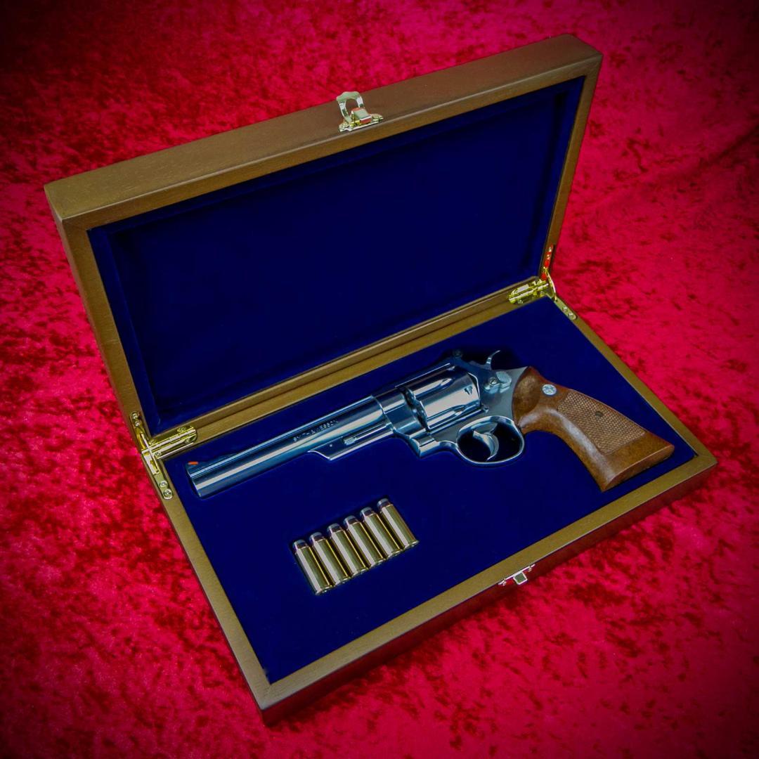 S＆W M29(6.5inch) 用 高級木製化粧箱 GUNケース (Blue)