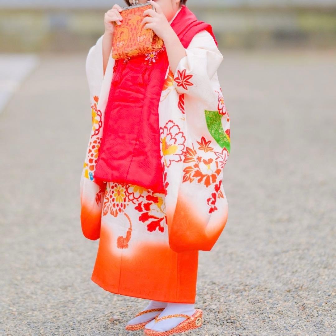 七五三3歳 女の子 子供 着物 正絹 被布 セット