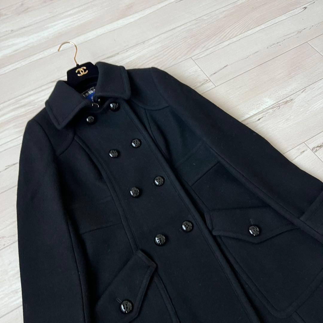 バーバリーブルーレーベル　ダブルブレスト　ロングコート　チェック　ウール