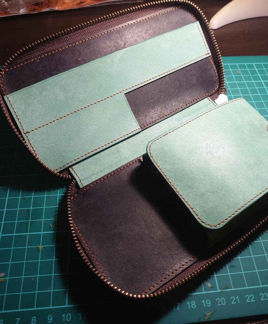 プエブロ　アクア　ラウンドジップペンケース【検　バハギア　野原工芸　工房楔