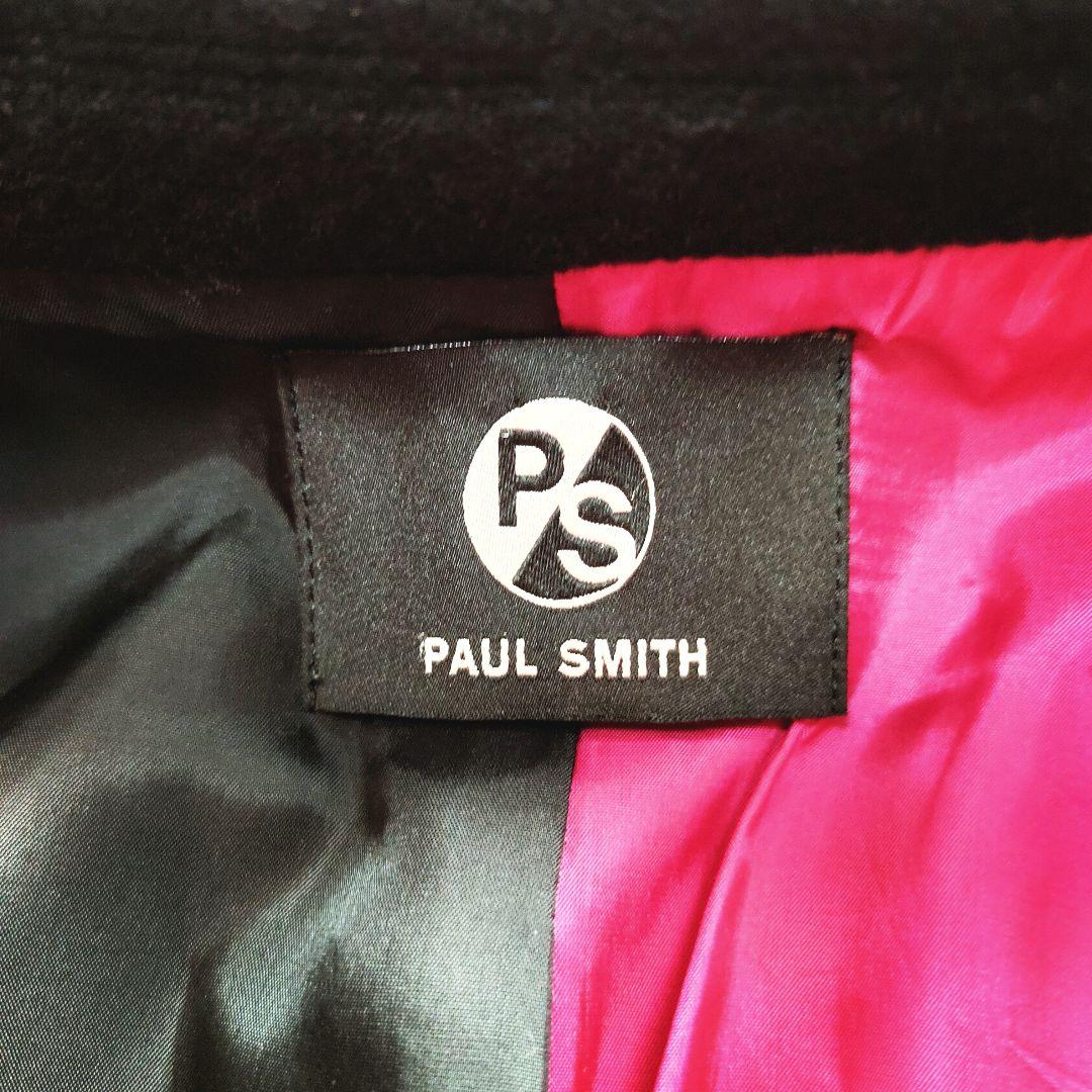 ポールスミス チェスターコート ウール ブラック ワインレッド ブラック 40