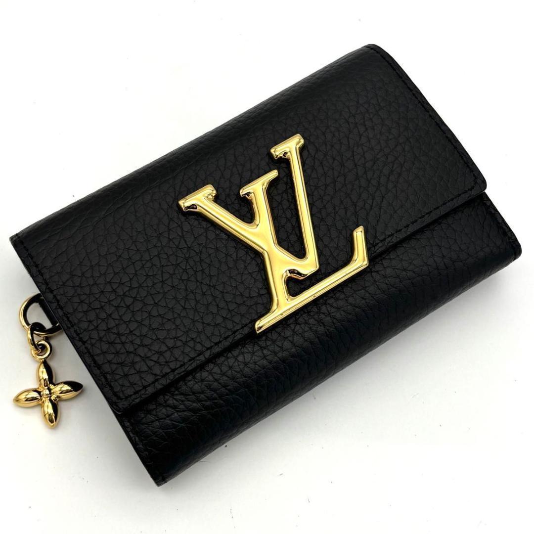 【ねん猫★】ルイヴィトン カプシーヌ コンパクト 三つ折り財布 ブラック