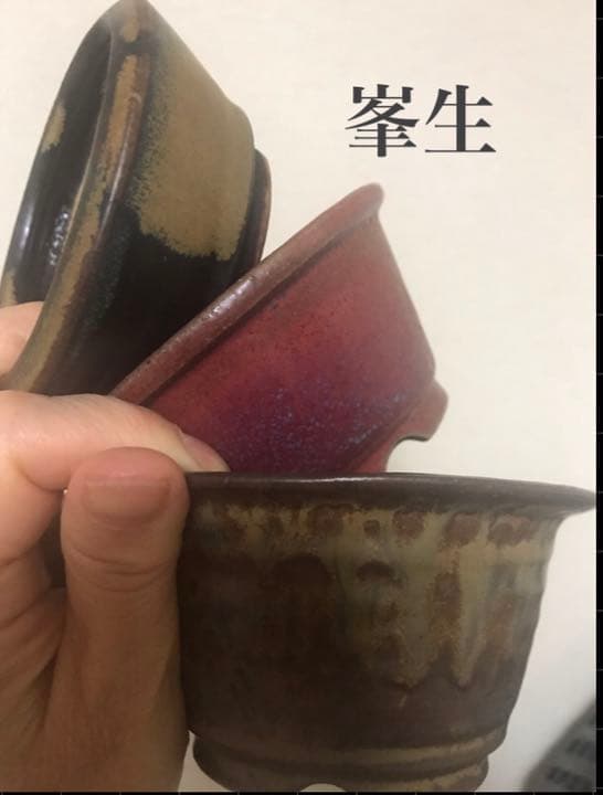 盆栽鉢　時代小品ミニ盆栽鉢峯生3点山野草サボテン可愛い植木鉢