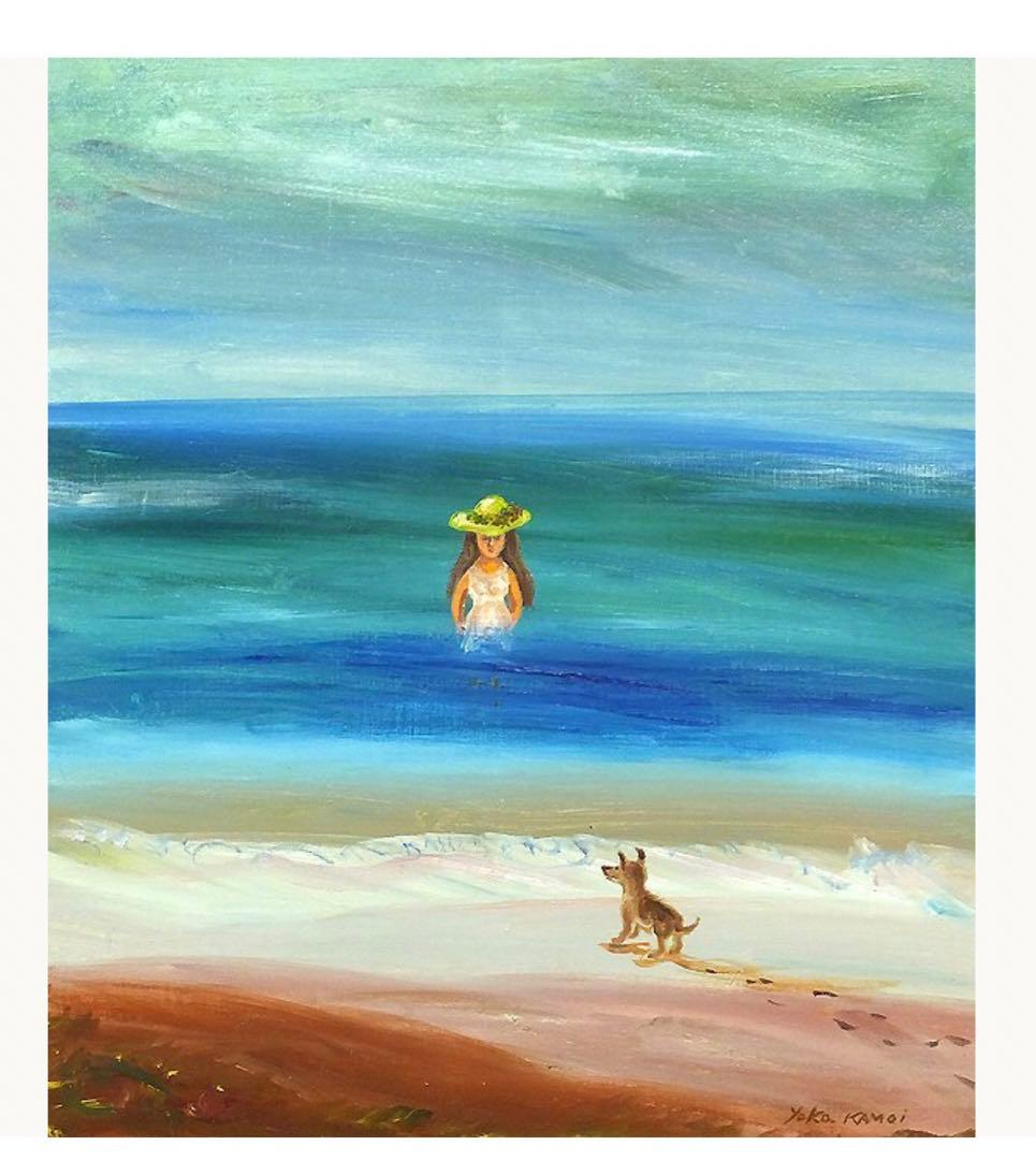 鴨居羊子 「海の淑女」 油彩10号 鴨居玲の姉 下着デザイナー ◆貴重肉筆作