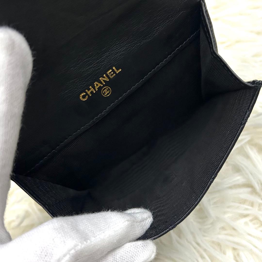 【美品】CHANEL シャネル ココマーク ビコローレ 二つ折り財布 ブラック