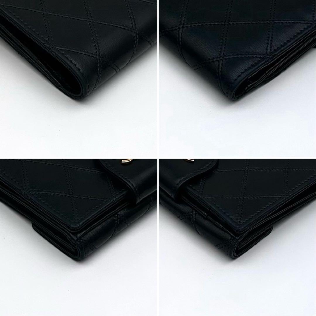 【美品】CHANEL シャネル ココマーク ビコローレ 二つ折り財布 ブラック