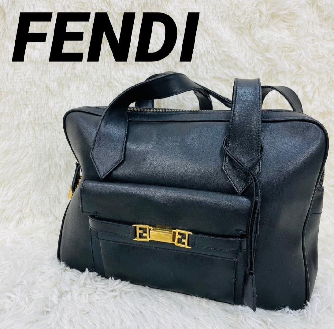 FENDI フェンディ ハンドバッグ 鍵付き 南京錠 レザー 黒 ブラック