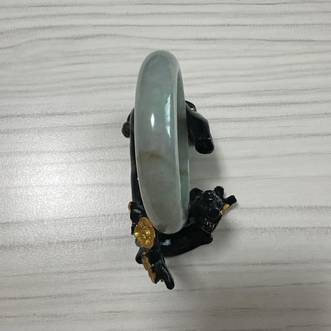 天然ミャンマー産 翡翠バングル グリーングレー棕根色 57.2mm（A貨）