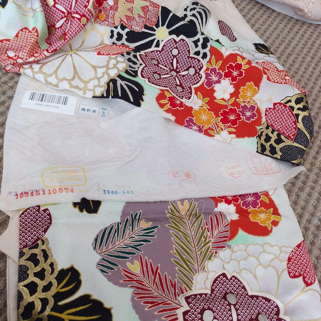 振袖 正絹 未仕立て 仮絵羽 白 クリーム アイボリー 成人式 着物生地