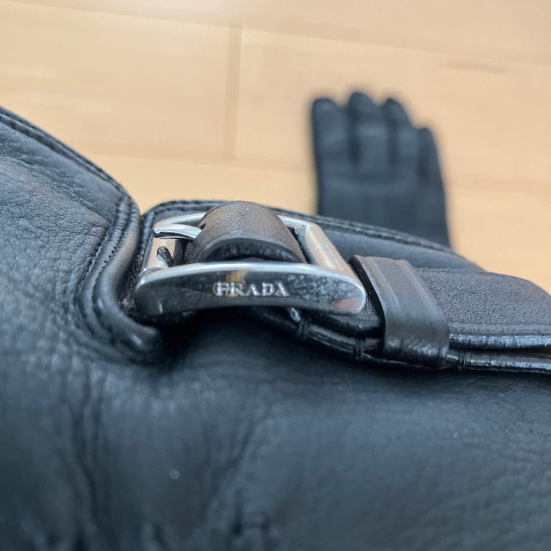 PRADA プラダ　ブラックレザー手袋　メンズサイズ