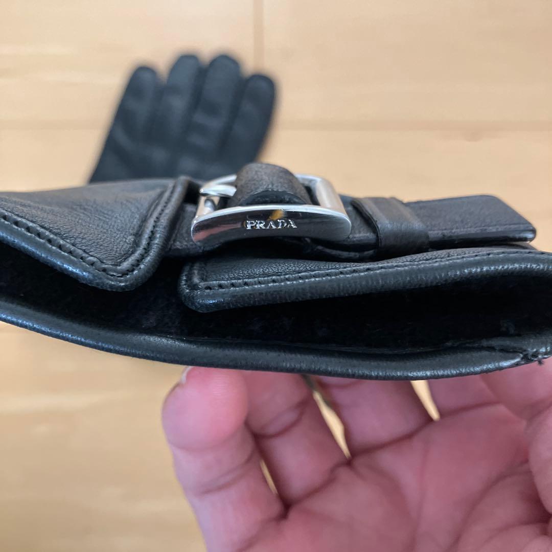 PRADA プラダ　ブラックレザー手袋　メンズサイズ