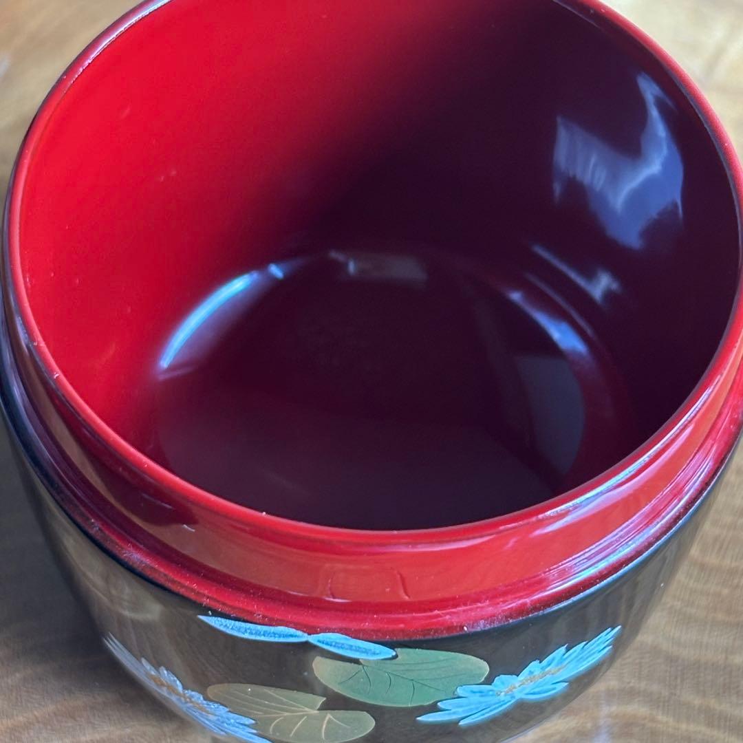 佐々木麗峰作　中棗　内朱塗　ひつじ草蒔絵　茶道具　共箱