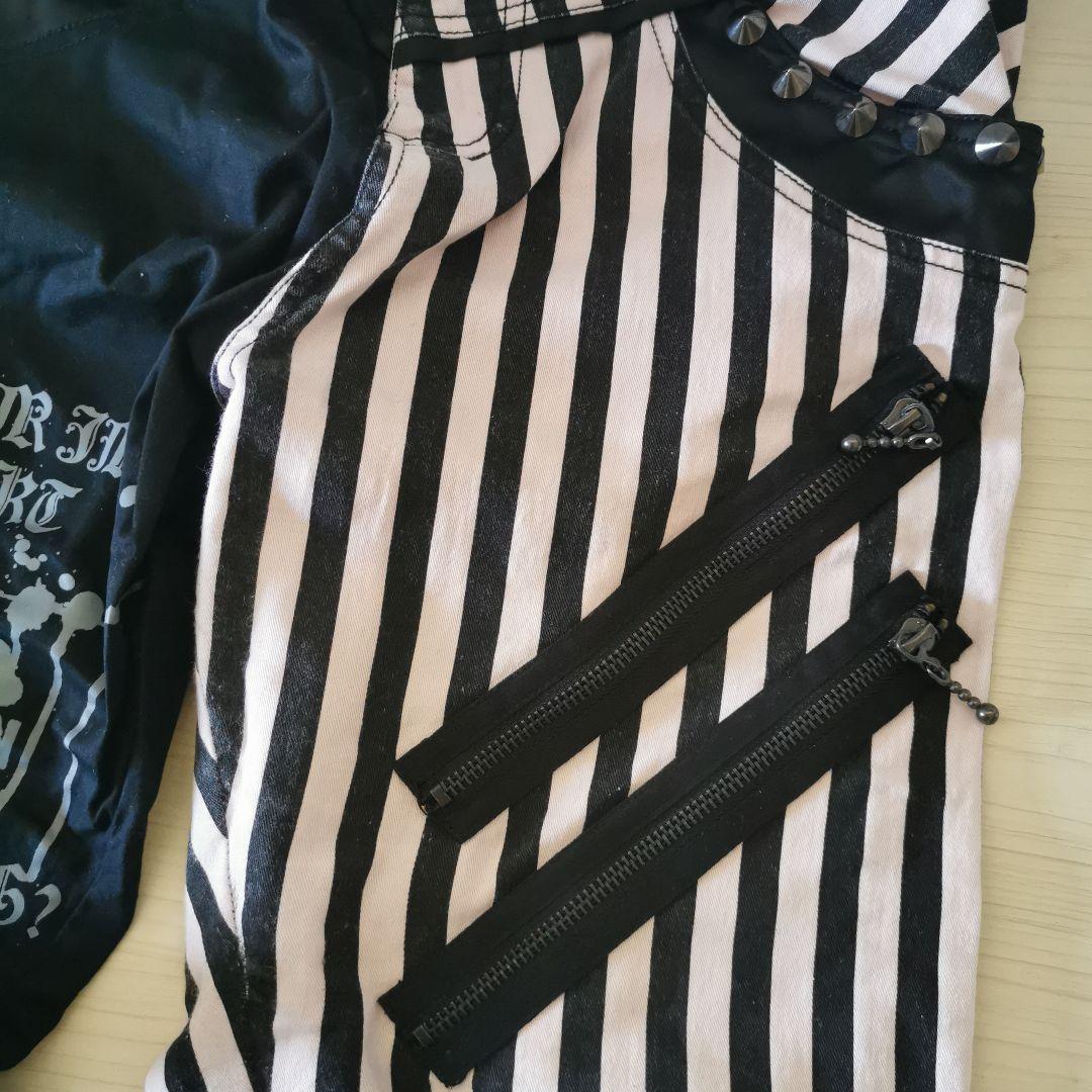 八分丈 カジュアルパンツ 黒 ピンク スカル レアデザイン 個性 ロック パンク