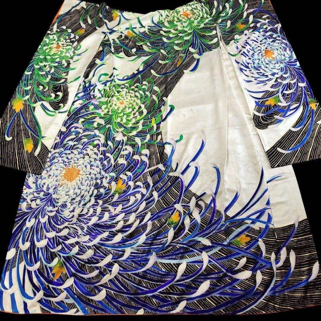 振袖フルセット(7点)・成人式・大輪花模様・金彩加工・金駒刺繍・正絹・逸品