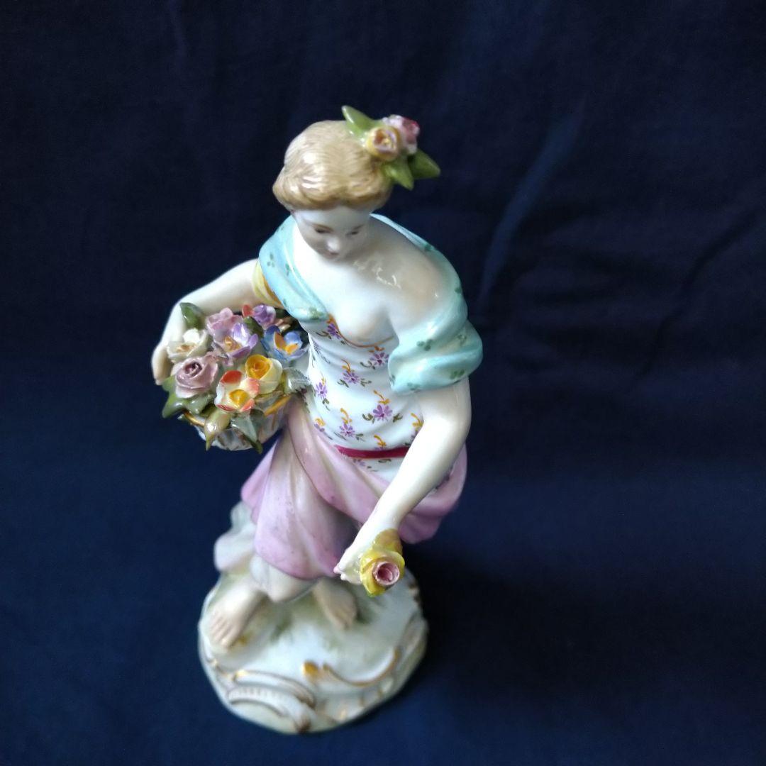 ✤1924年以前・マイセン(Meissen)フィギュリン✤『花かごを持つ少女』